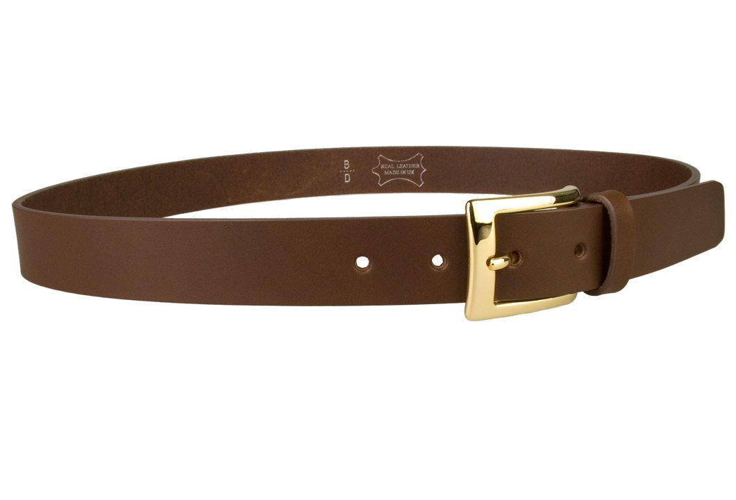 brown leather belt gold buckle