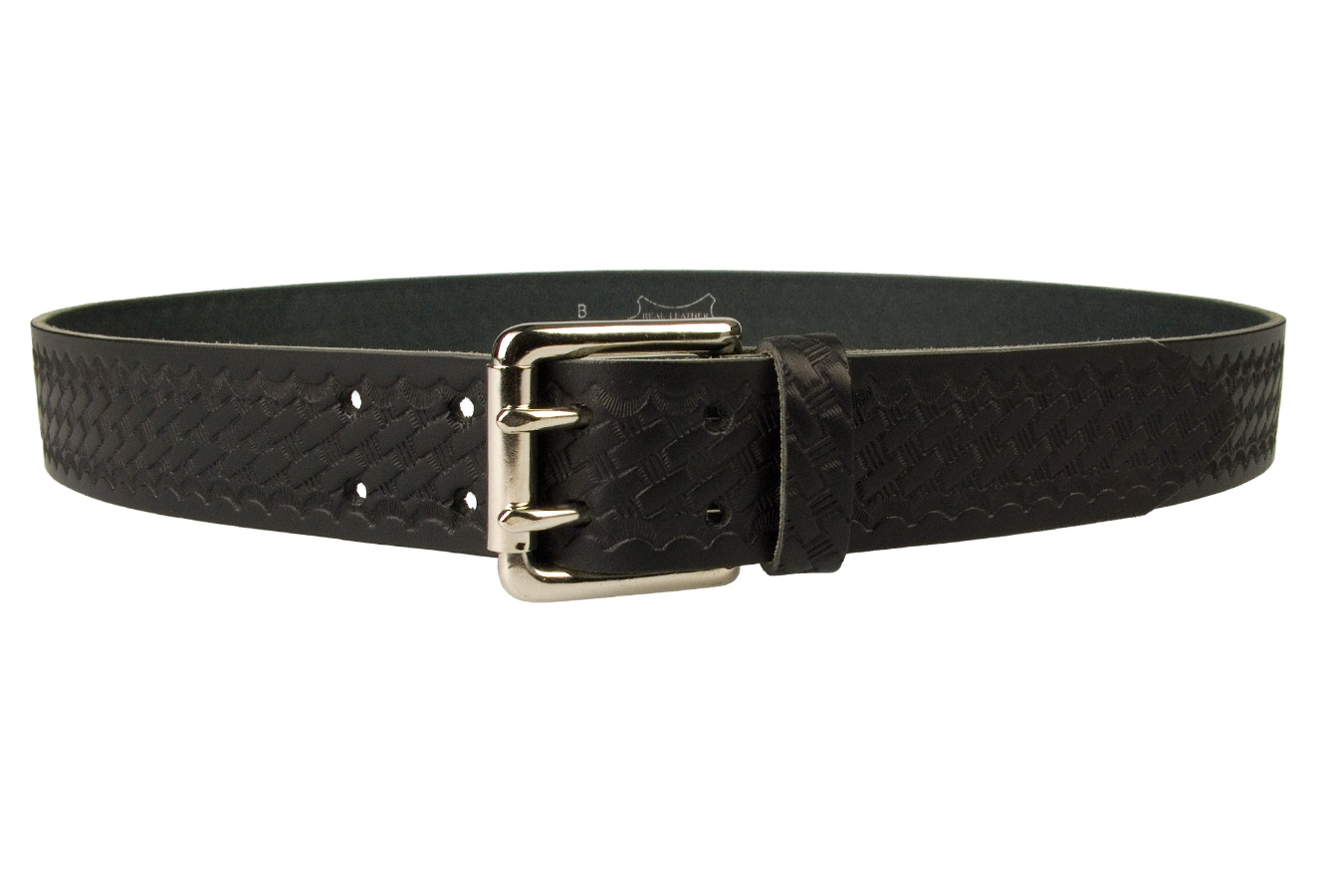 American Style Basketweave Embossed Leather Duty Belt MADE IN UK - Belt Designs