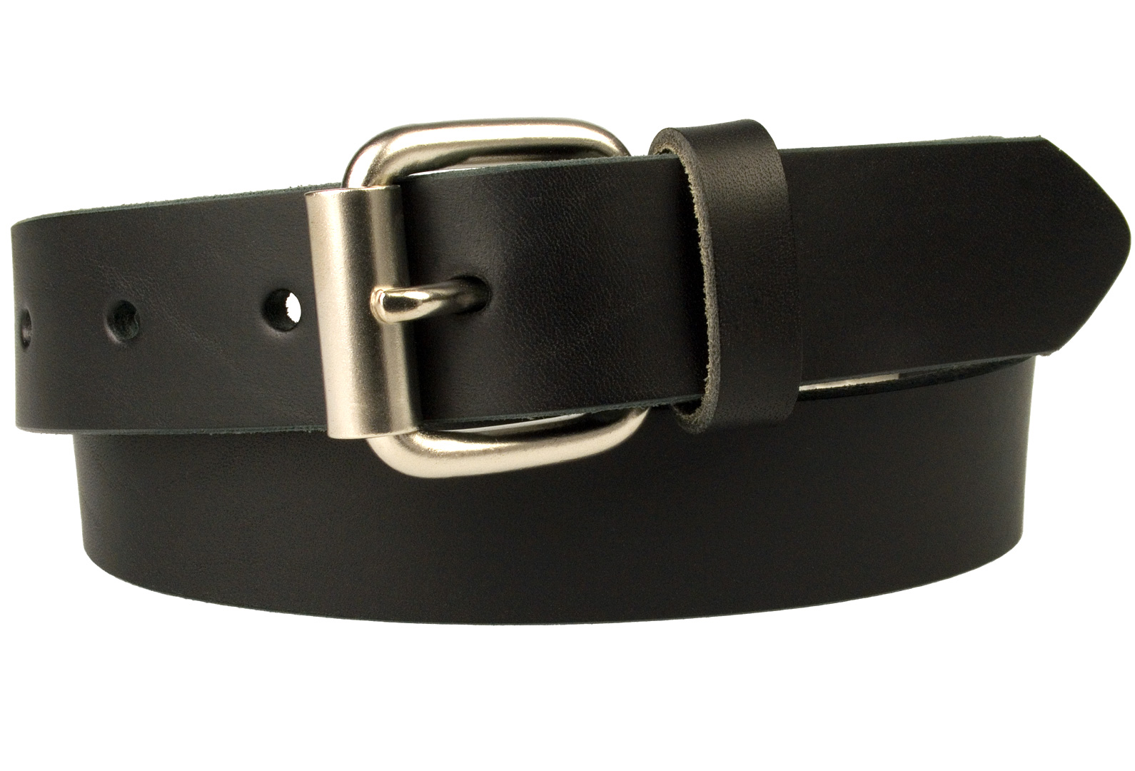 Mens Narrow Black Leather Jeans Belt - Made In UK - Belt Designs