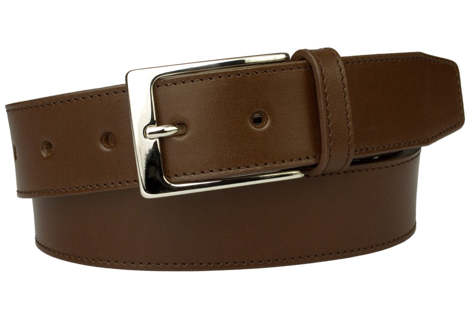 British Stitched Edge Brown Leather Suit Belt 3.5 cm Wide - Belt Designs